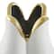 White Ceramic Dimensional Tulip Shaped Vase with Metallic Gold Rim